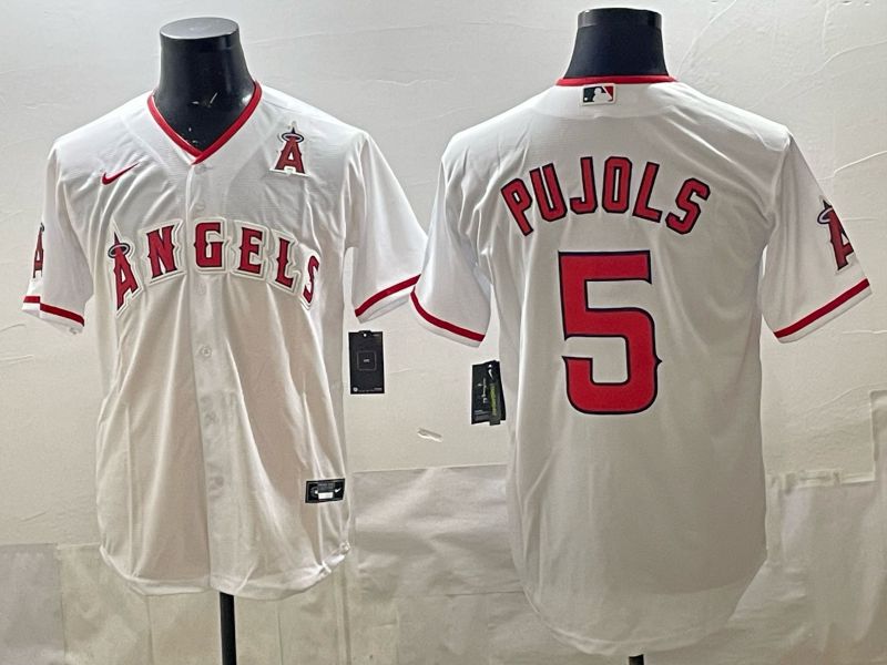 2026 Men Nike Los Angeles Angels #5 Pujols White Game MLB Jersey 05->los angeles angels->MLB Jersey